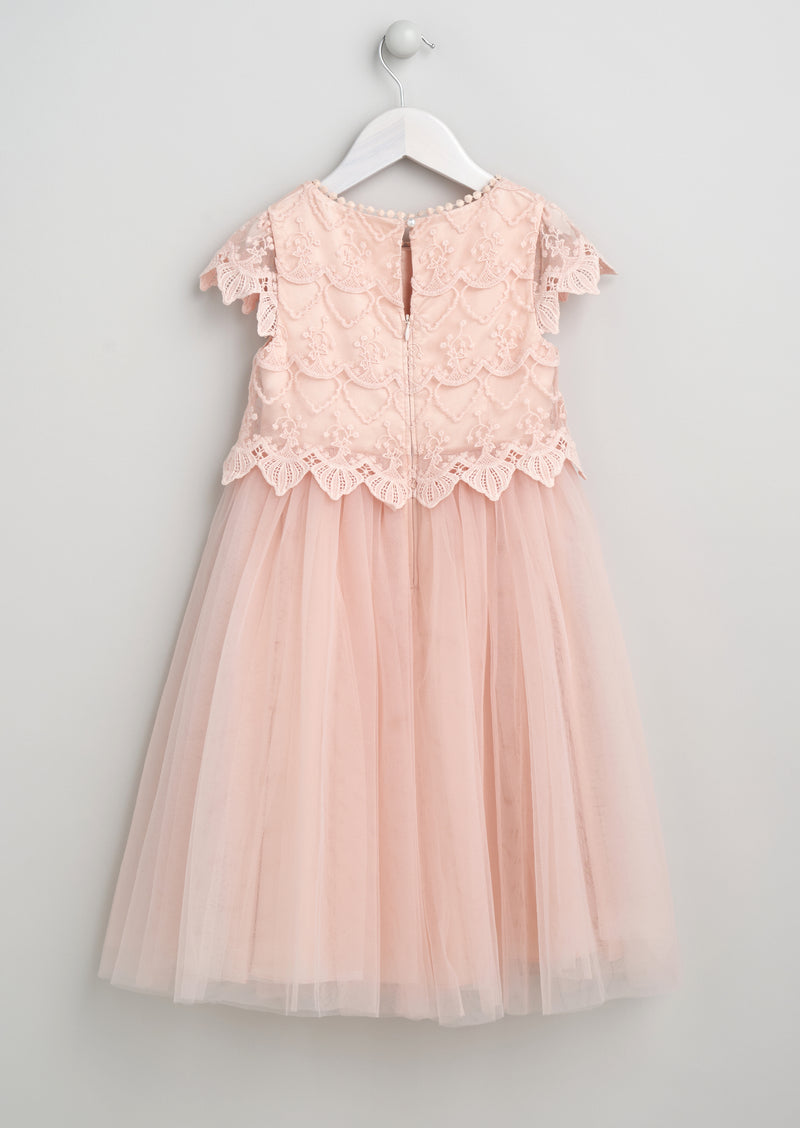 Blush Pink Lace Flower Girl Dress