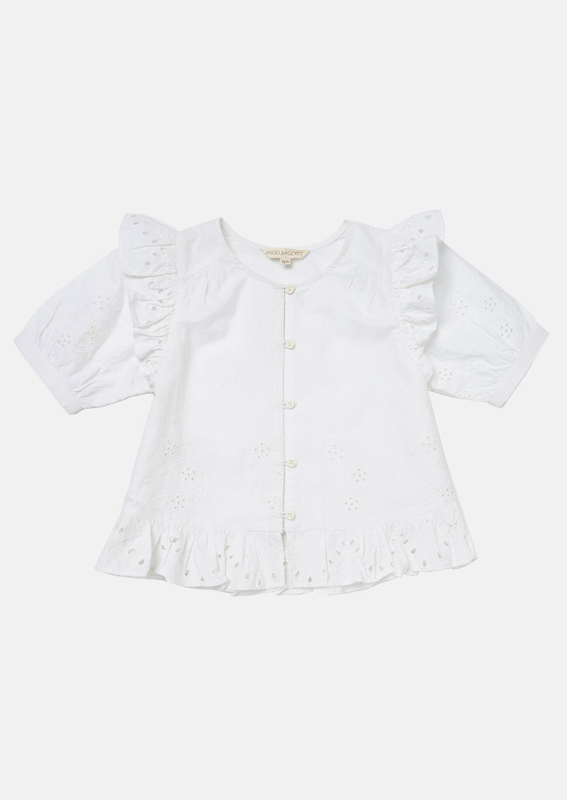 Eden White Broderie Woven Top