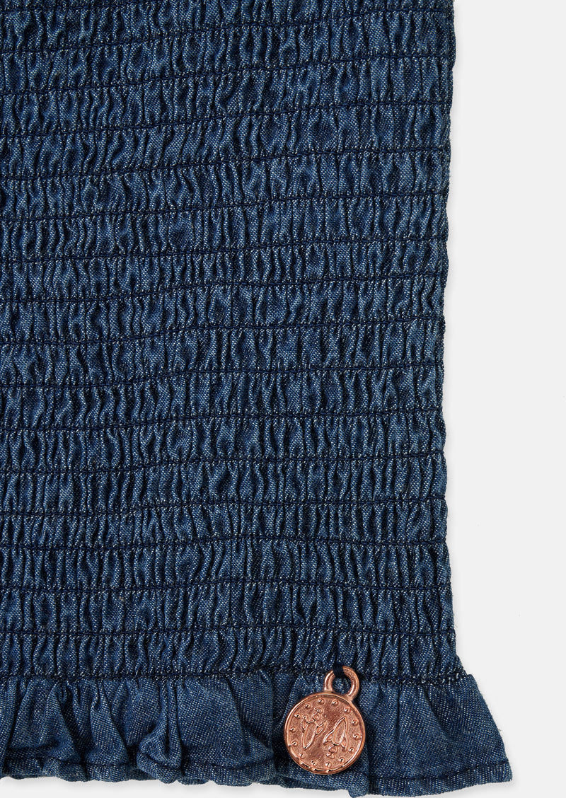 Charlie Denim Shirred Top