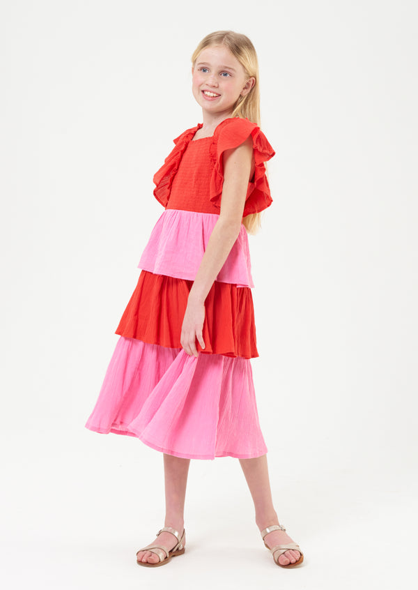 Cicely Colour Block Tiered Dress