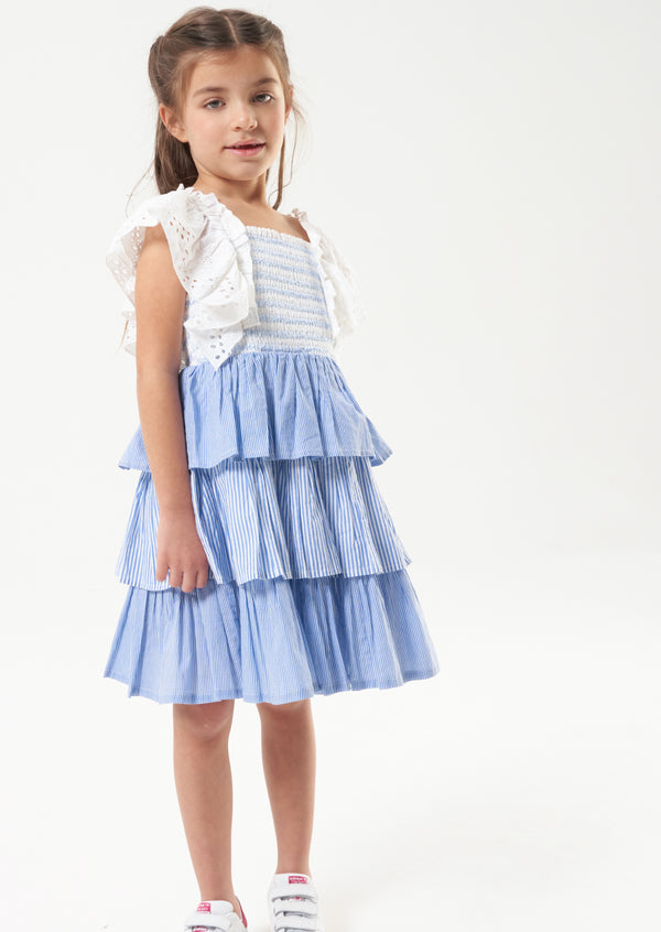 Cicely Tiered Ticking Stripe Dress