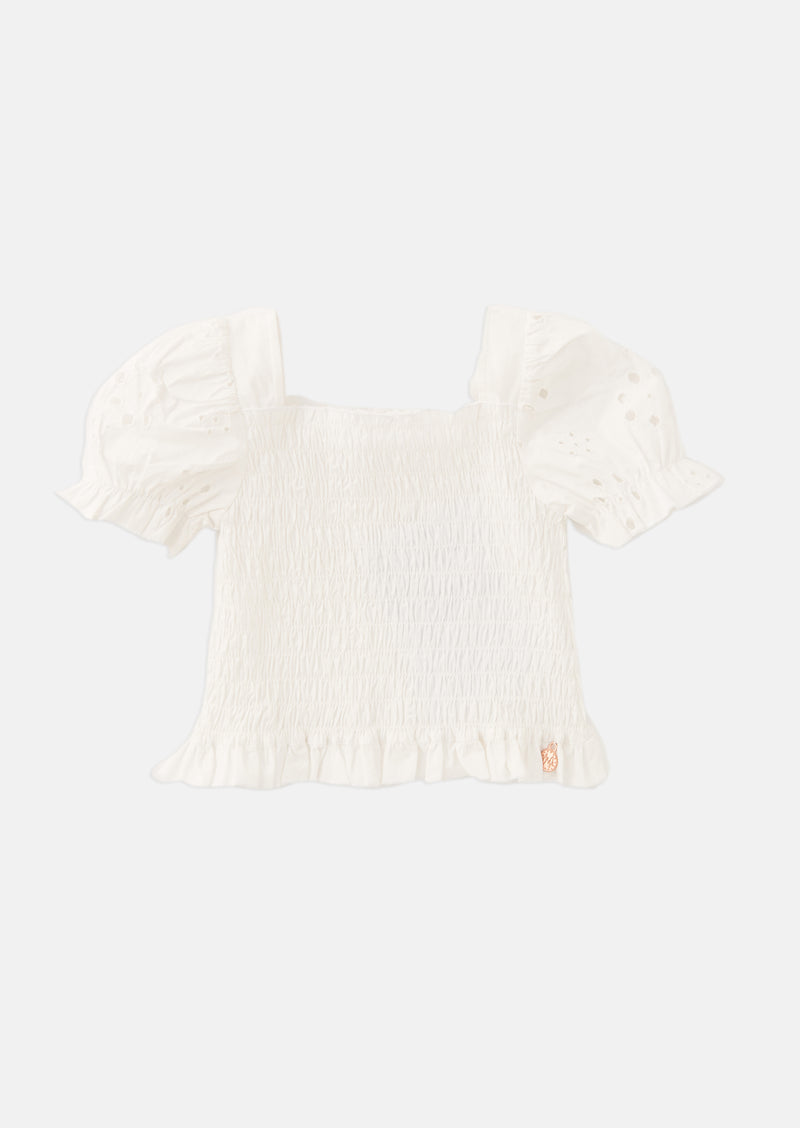Hallie Shirred Broderie Top