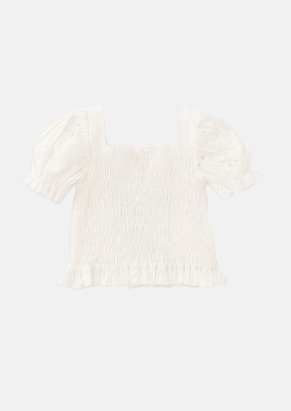 Hallie Shirred Broderie Top