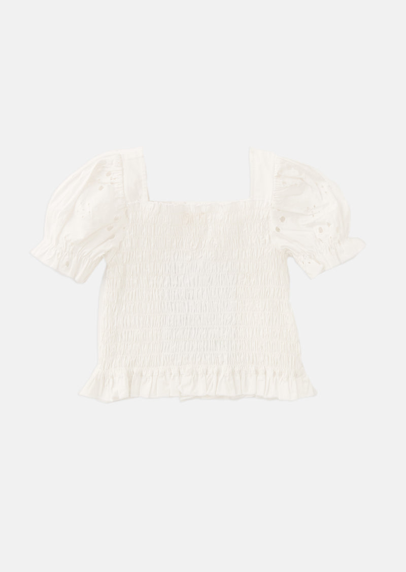 Hallie Shirred Broderie Top