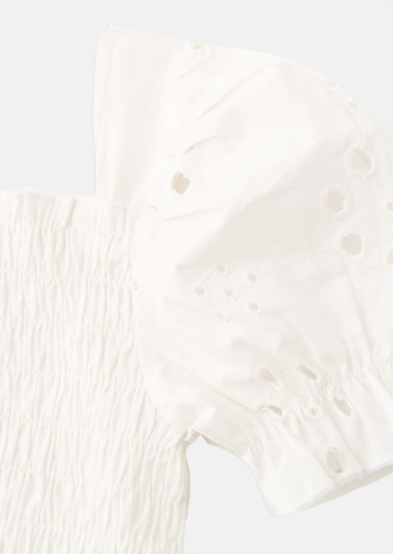 Hallie Shirred Broderie Top