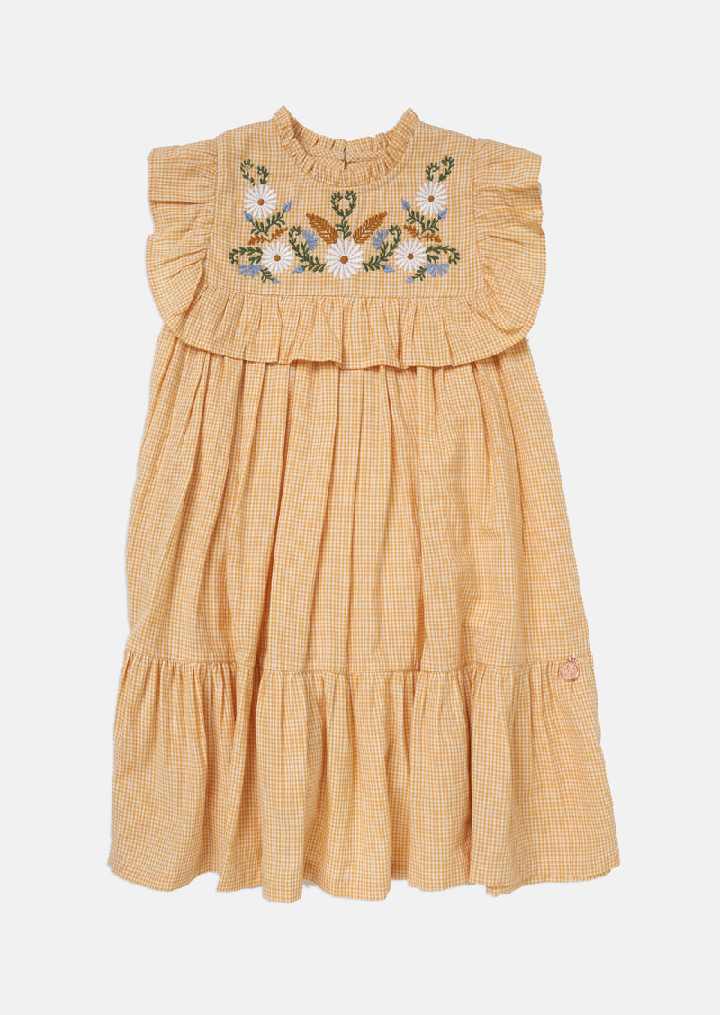 Theodora Embroidered Yolk Sleeveless Dress