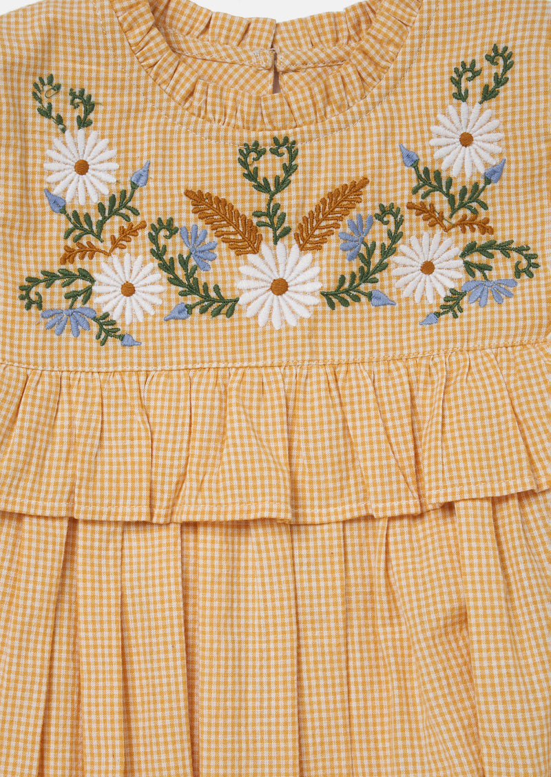 Theodora Embroidered Yolk Sleeveless Dress