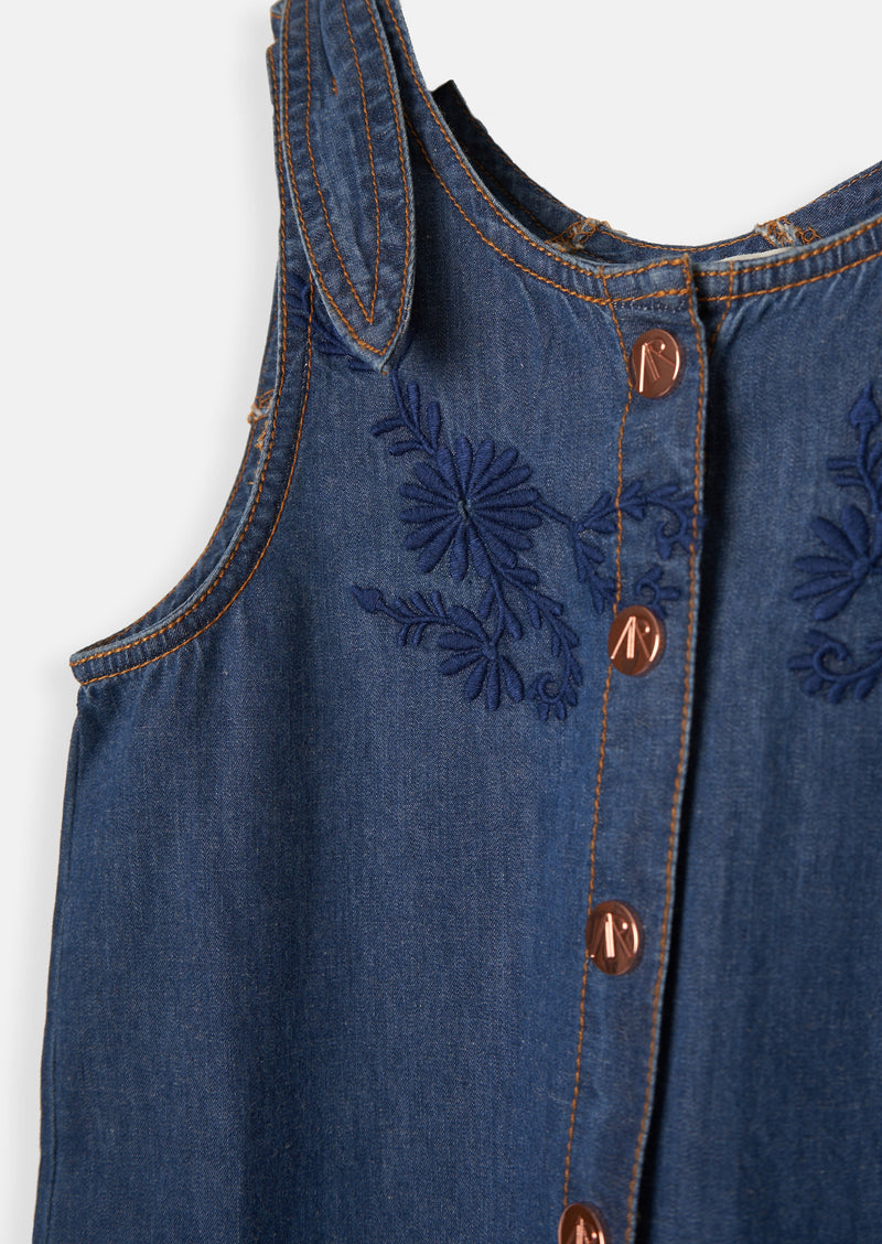 Joanie Embroidered Denim Jumpsuit