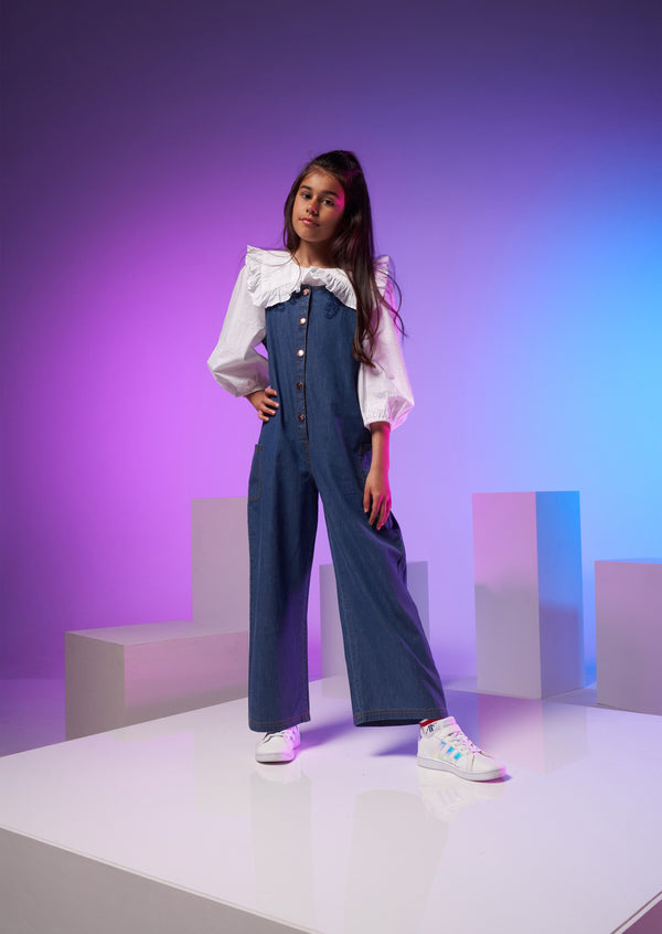 Joanie Embroidered Denim Jumpsuit