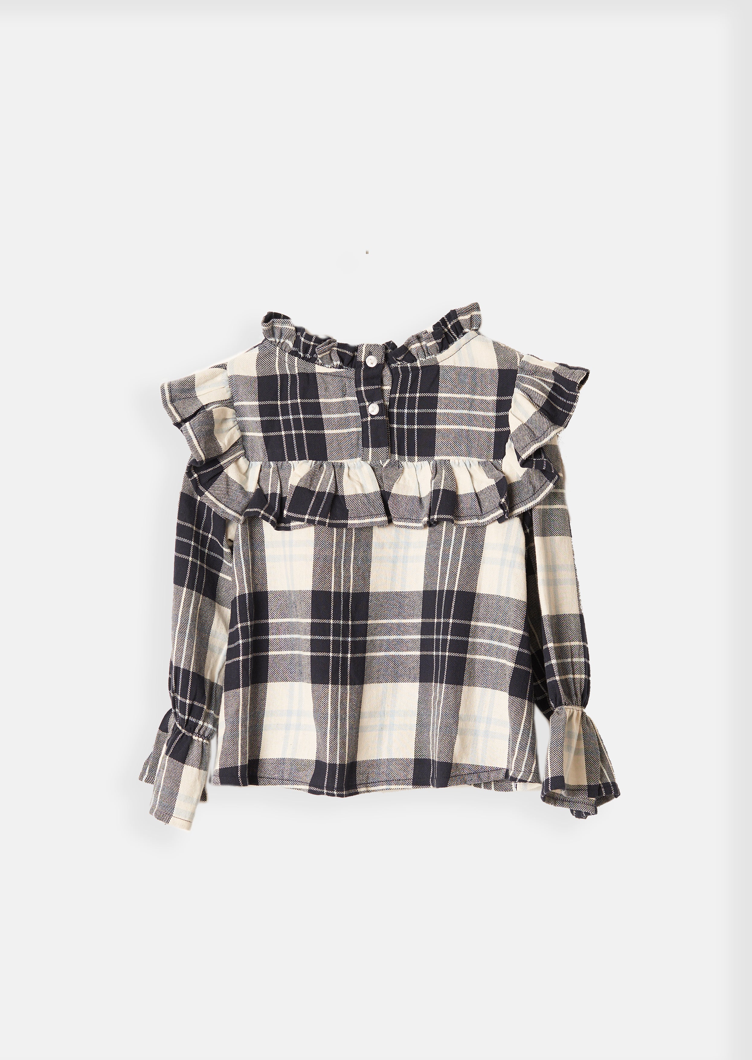 Belle Check Ruffle Yolk Blouse
