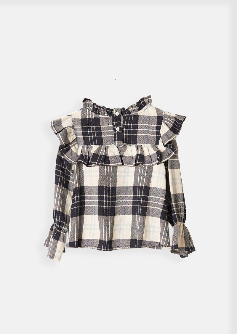 Belle Check Ruffle Yolk Blouse