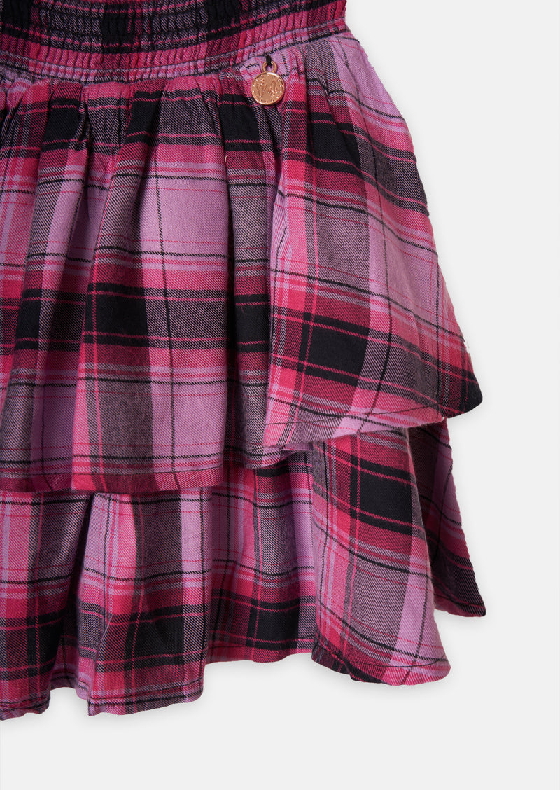 Autumn Check Tiered Skirt
