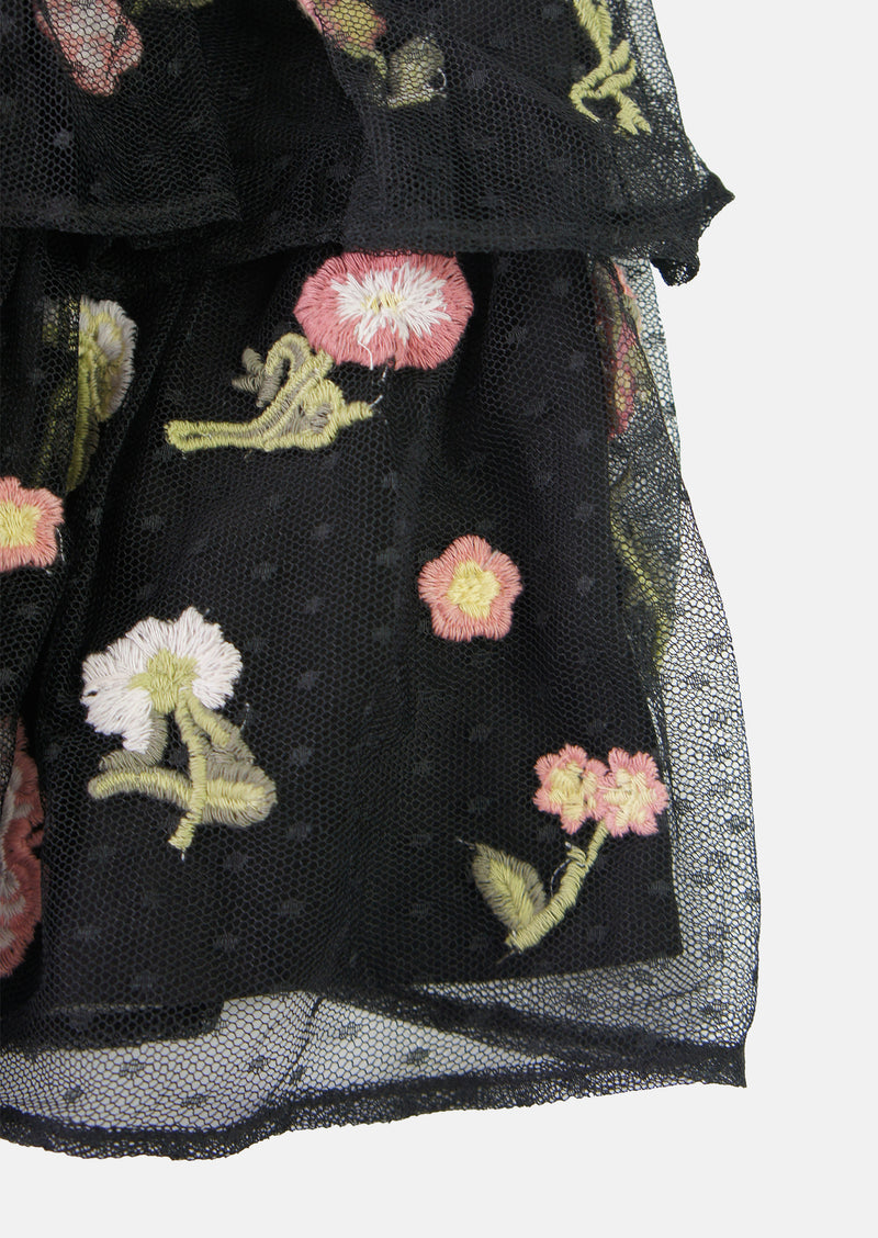 Una Embroidered Tiered Skirt