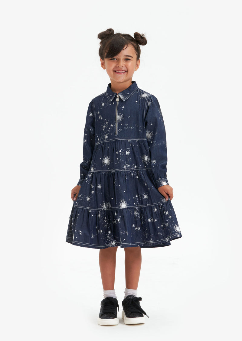 Aria Foil Denim Dress