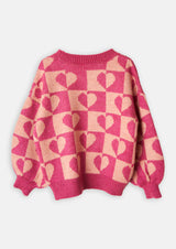 Millie Checkboard Heart Knit