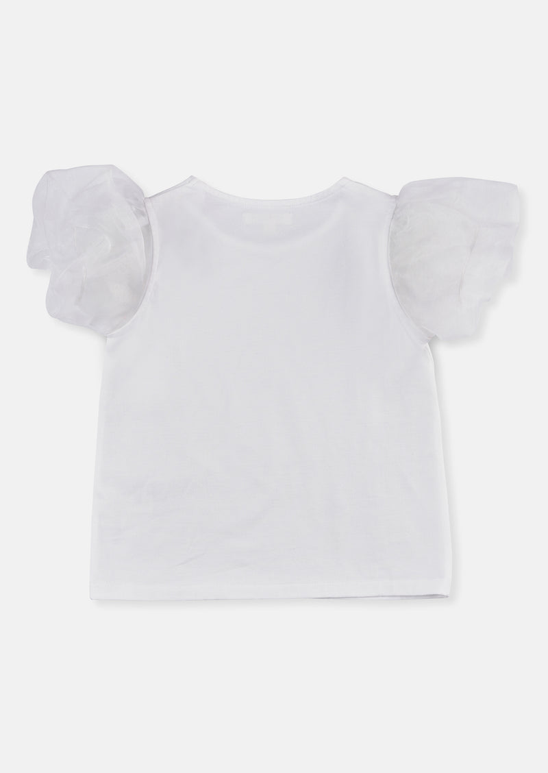 Delilah Mesh Puffball Sleeve Tee