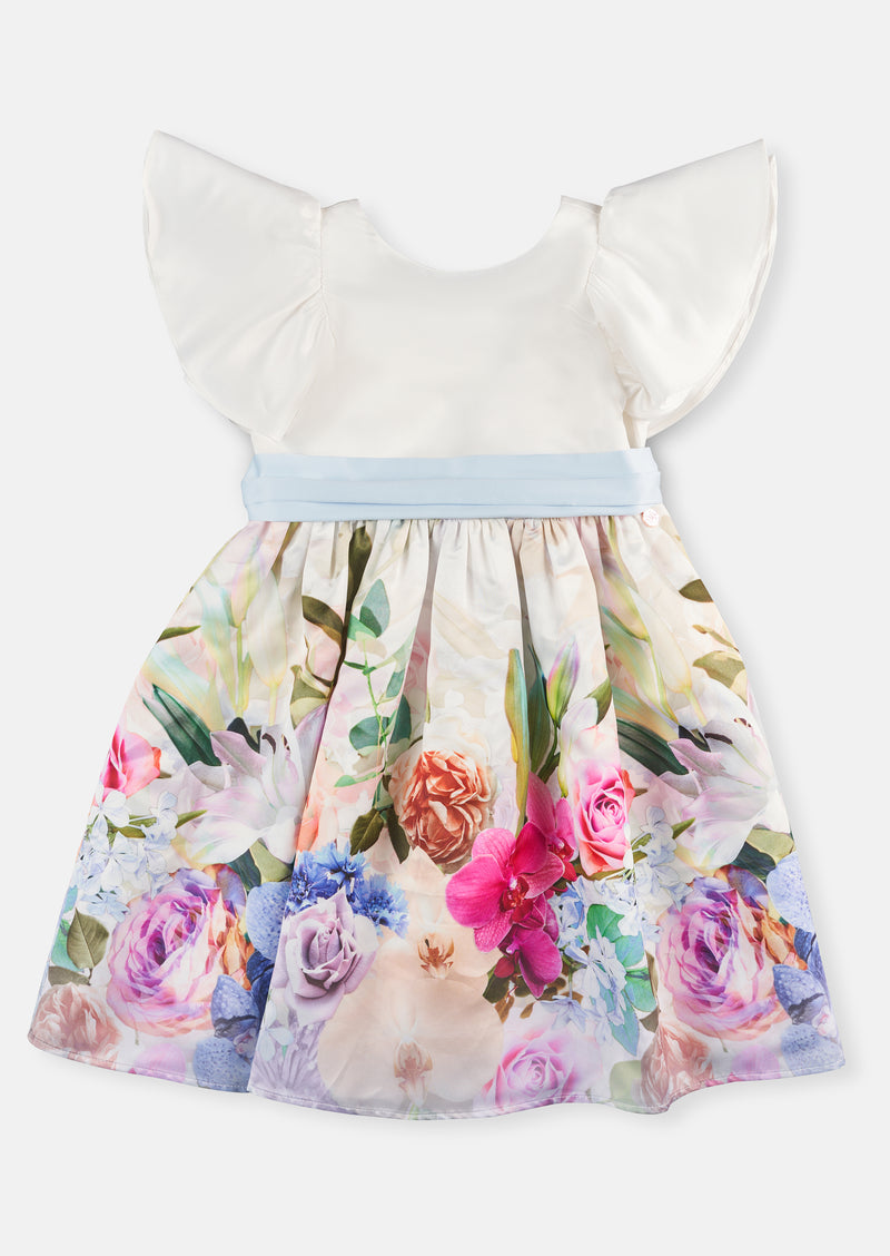 Sylvie Border Print Ruffle Shoulder Dress