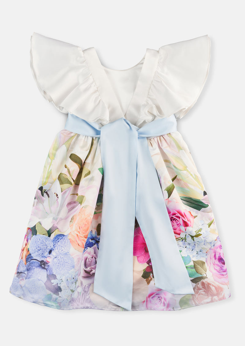 Sylvie Border Print Ruffle Shoulder Dress