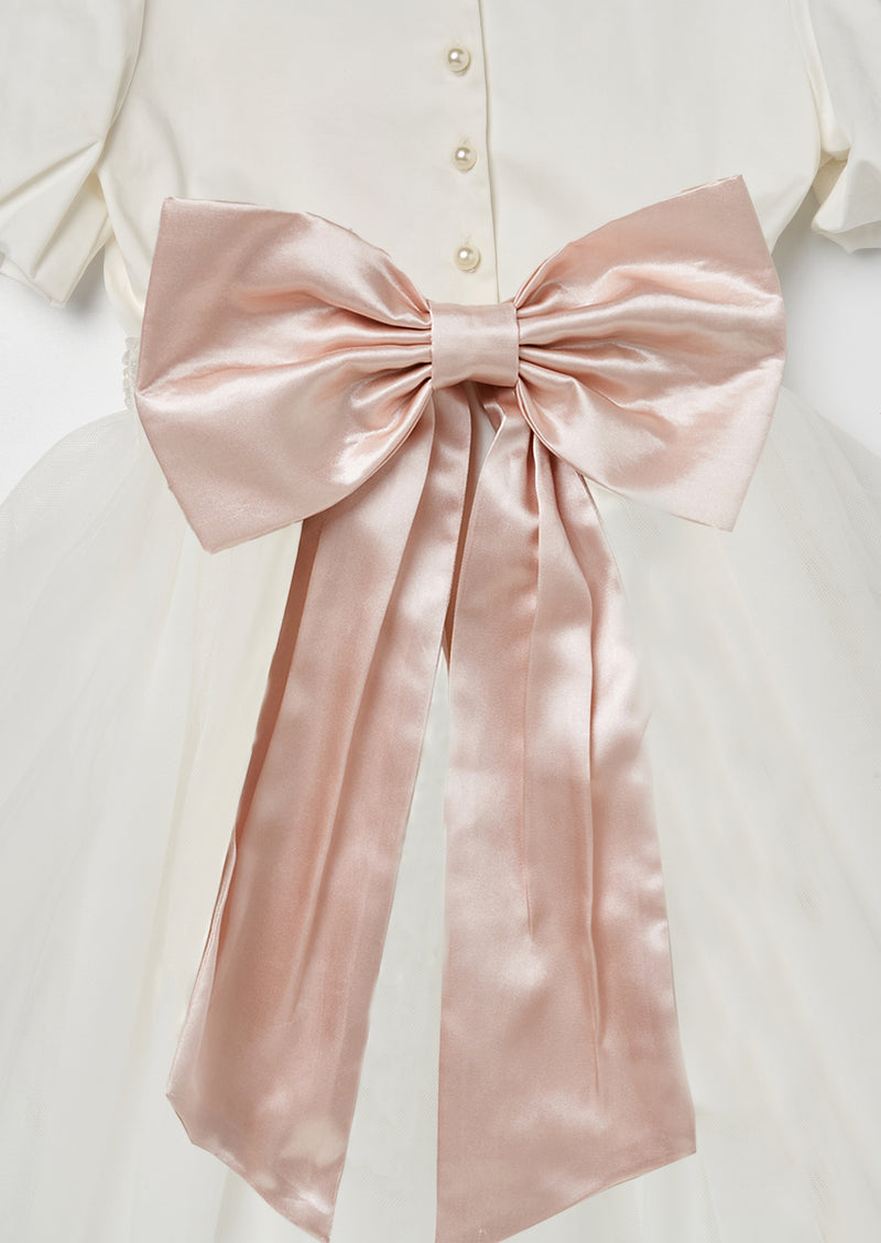 Selene Tulle Dress with Pink Sash