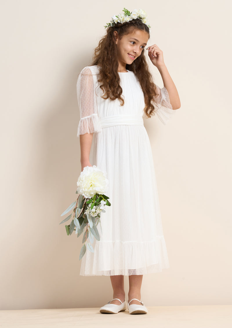 Elise Dot Mesh Boho Maxi Dress