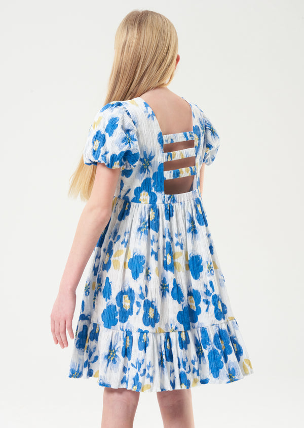 Simone Printed Seersucker Dress