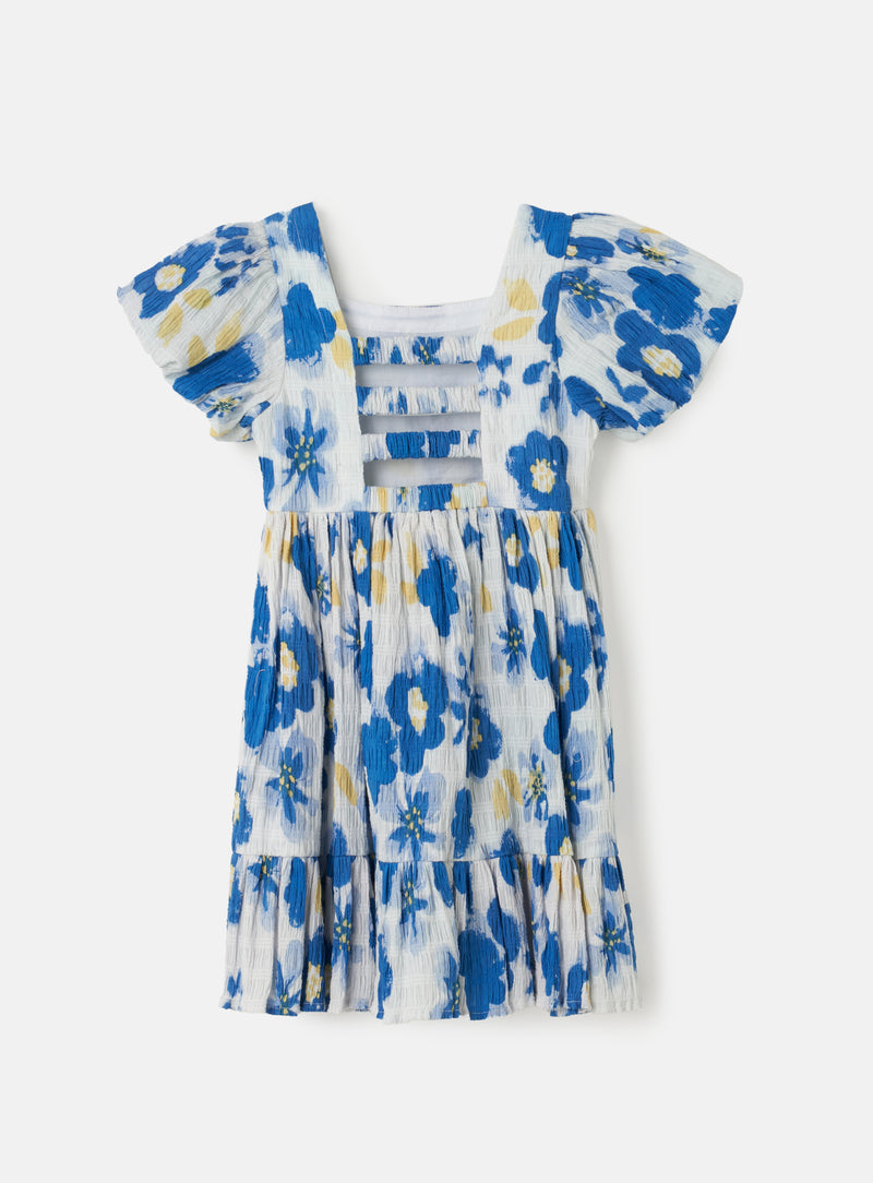 Simone Printed Seersucker Dress