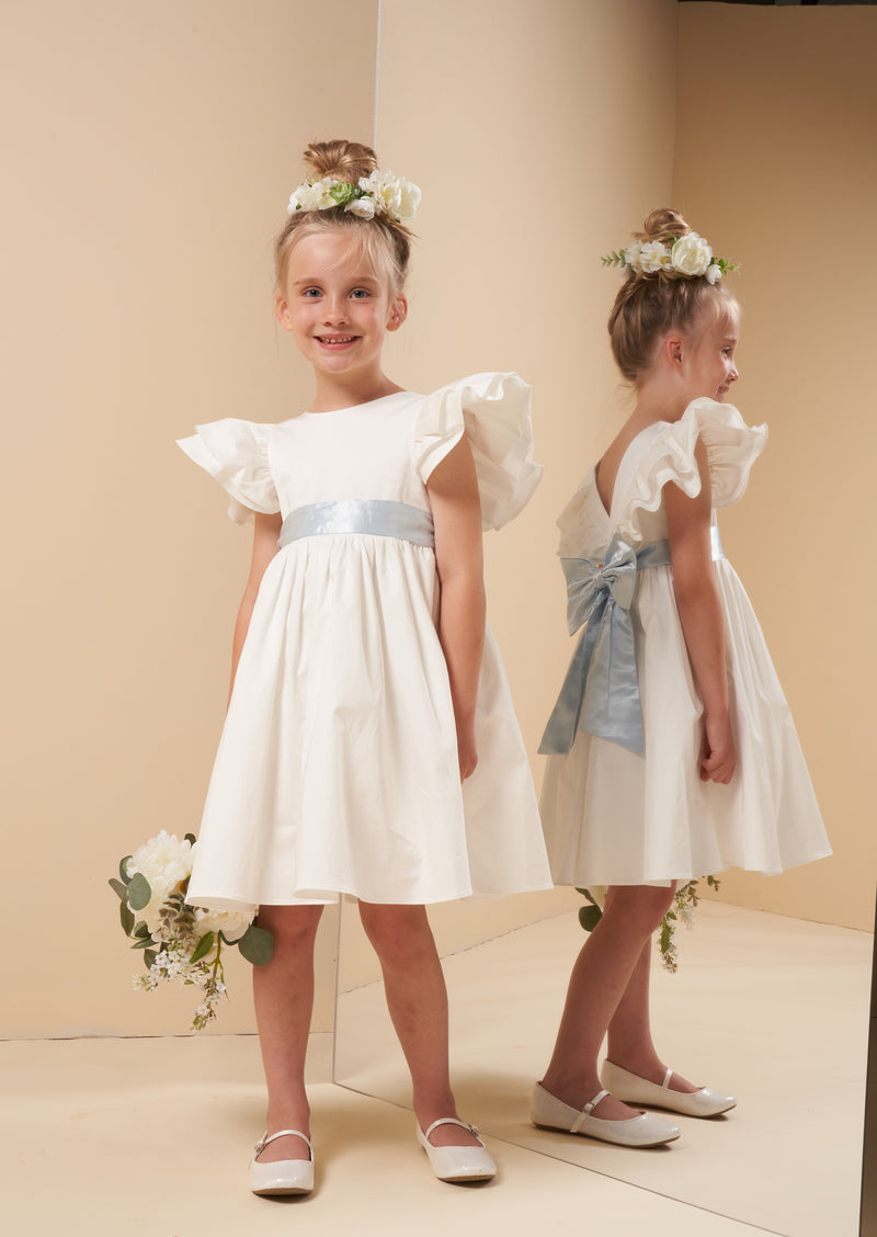 Sylvie Taffeta Blue Sash Dress