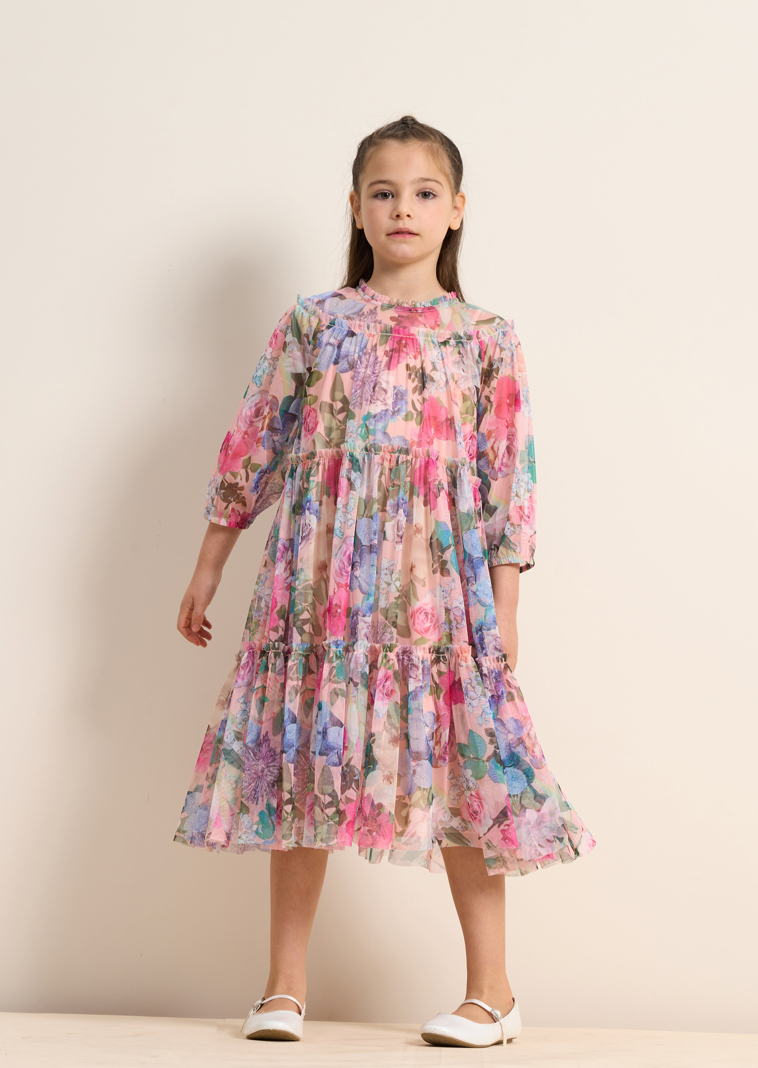 Pink Floral Mesh Dress | Angel & Rocket