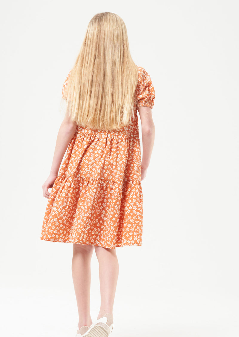 Pippa Orange Ditsy Floral Dress