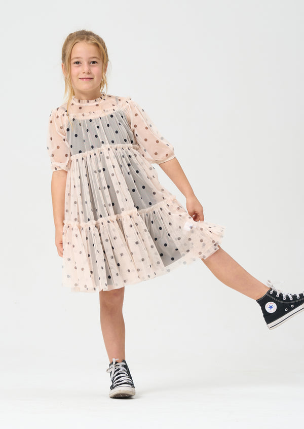 Pixie Black Spot Mesh Dress