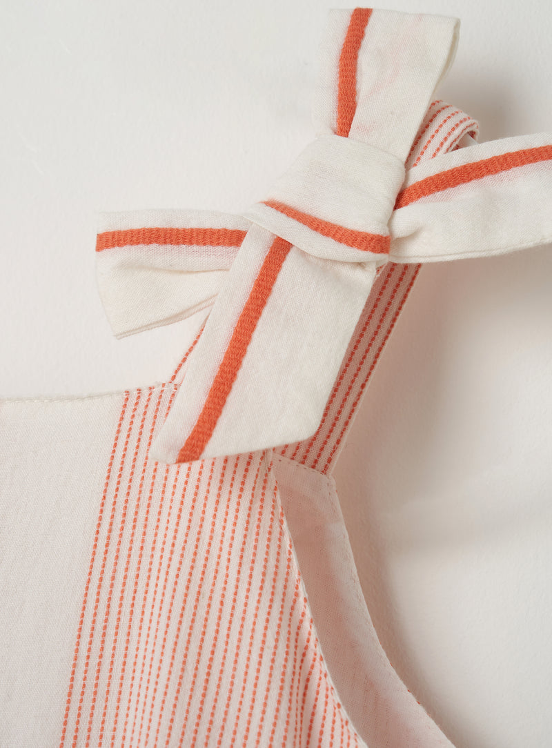 Nala Orange Scallop Frill Tiered Dress