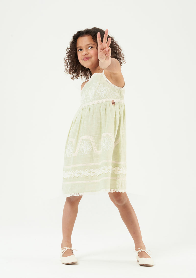 Orla Green Embroidered Dress