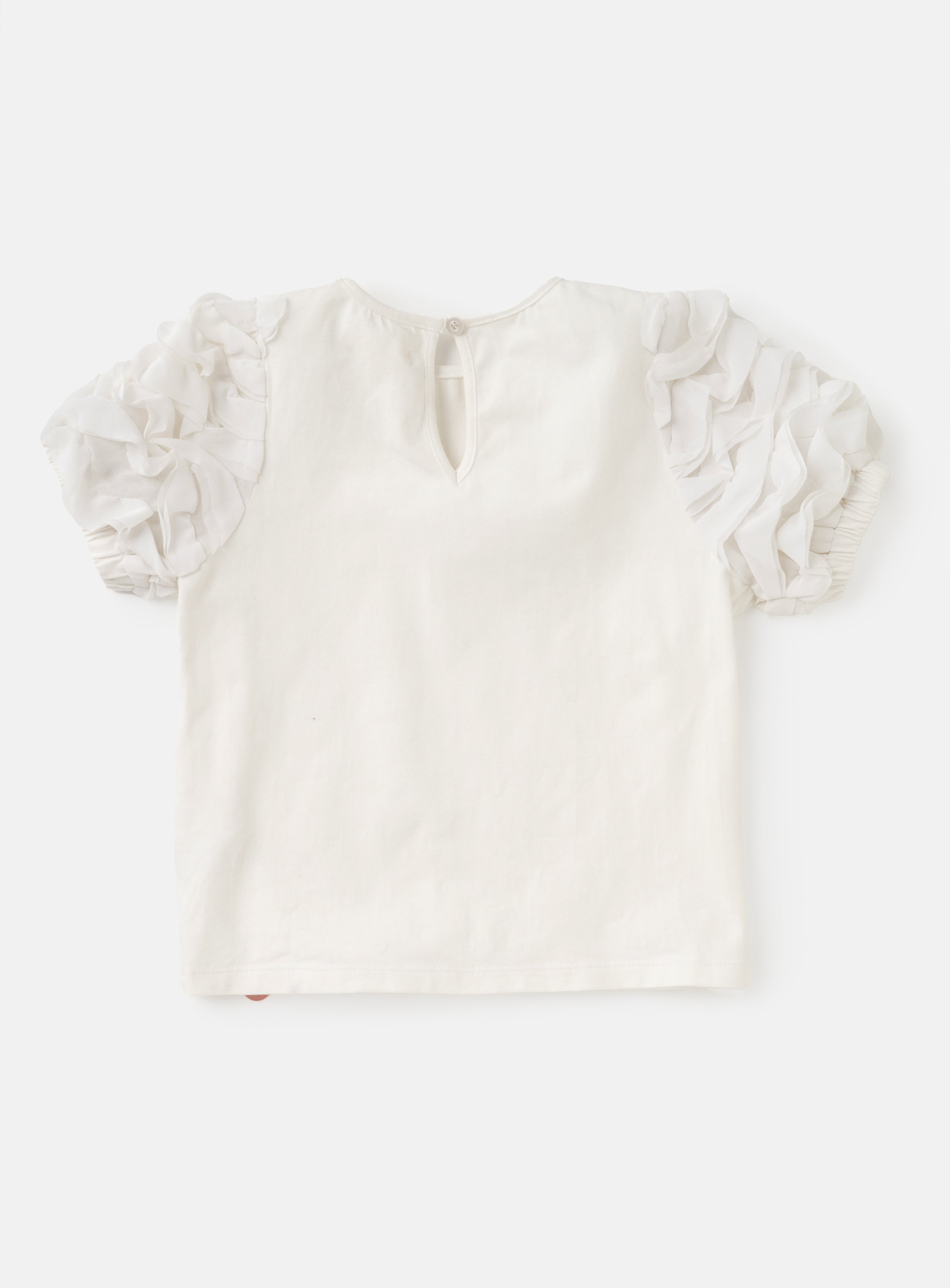 Jaida White Ruffle Sleeve T-Shirt