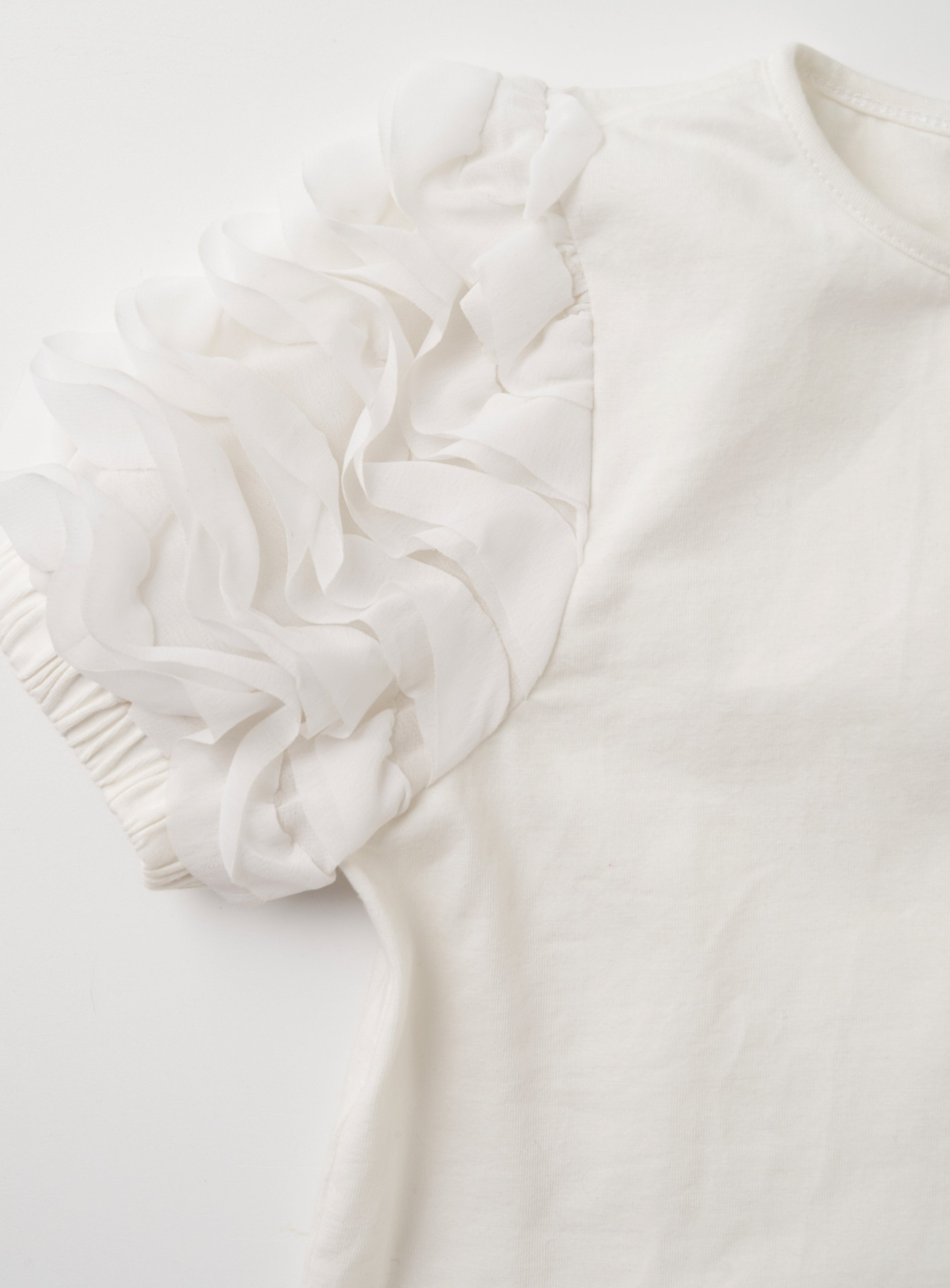 Jaida White Ruffle Sleeve T-Shirt