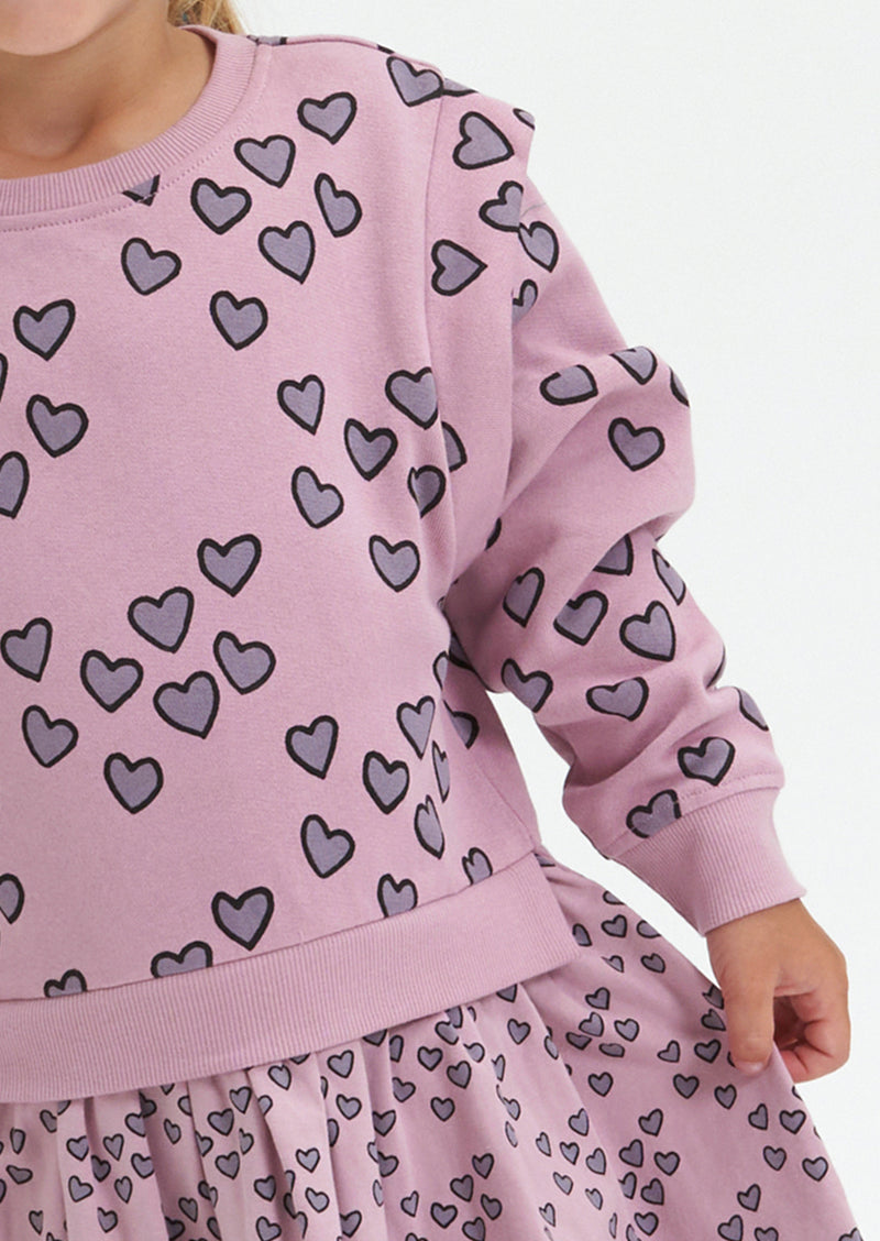 Rae Lilac Heart Print Dress