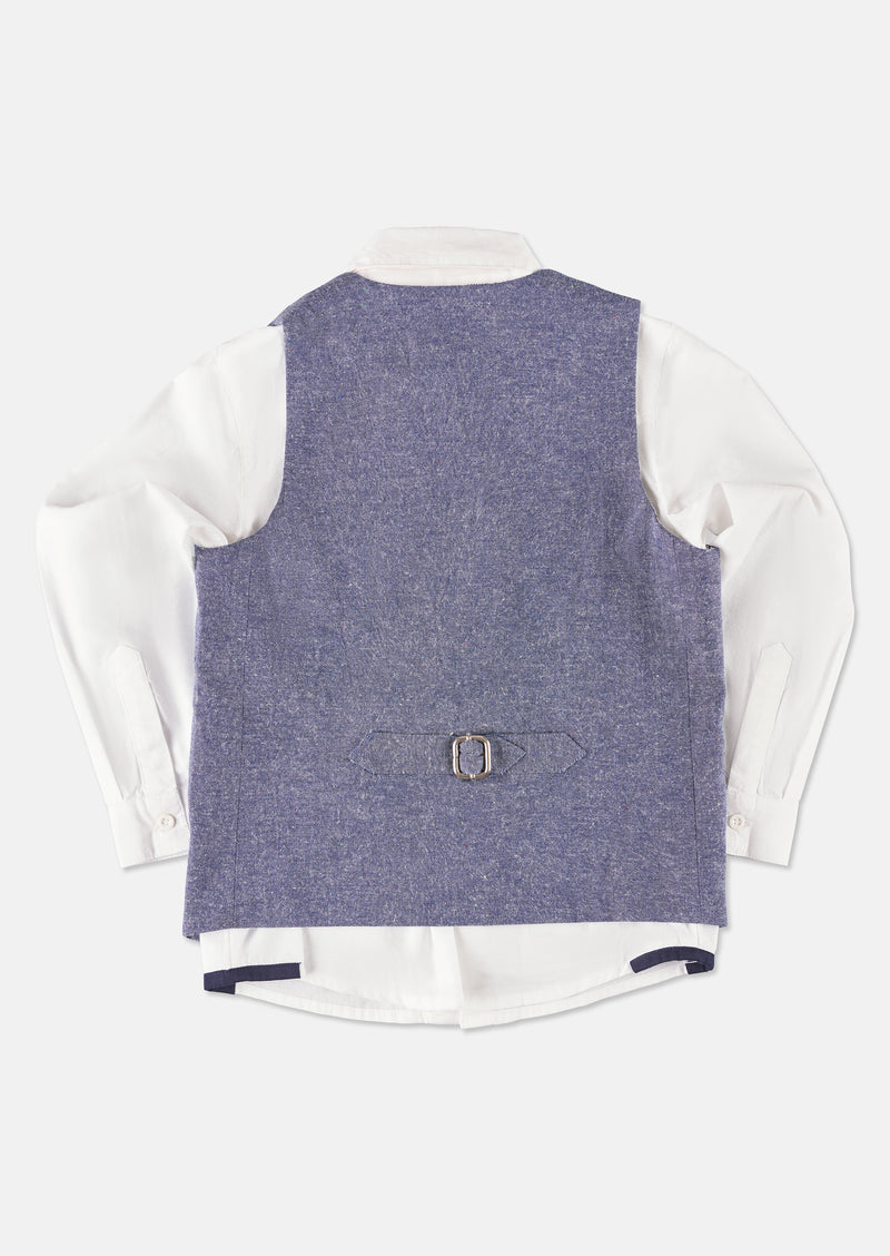 Lorenzo Blue Chambray 3 Pc Waistcoat Set
