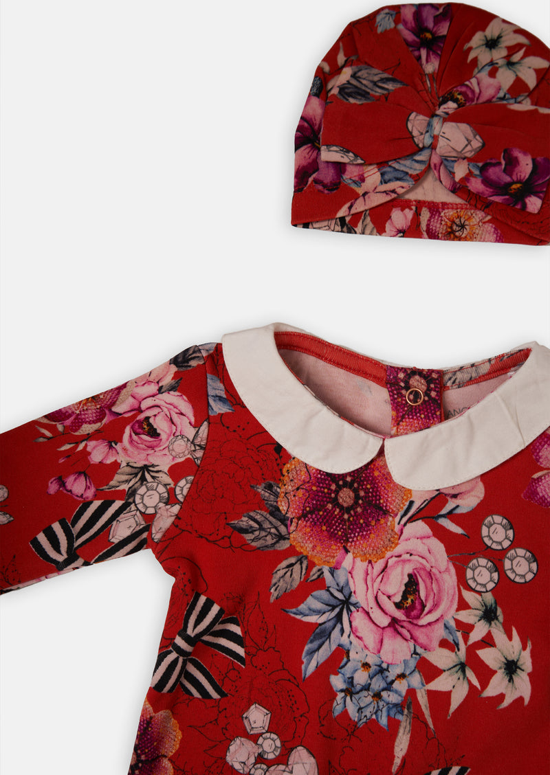 Effie Bow Print Peter Pan Collar Onsie and Headband