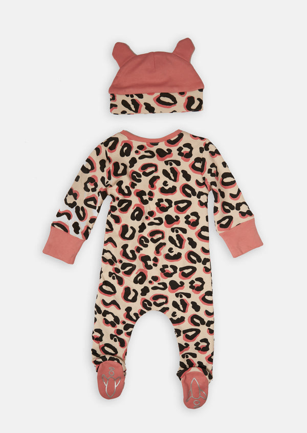 Mable Animal Zip Front Onsie with Hat