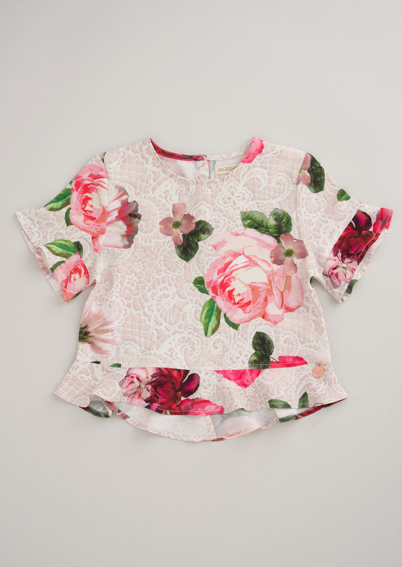 Darcy Frill Sleeve Floral Top