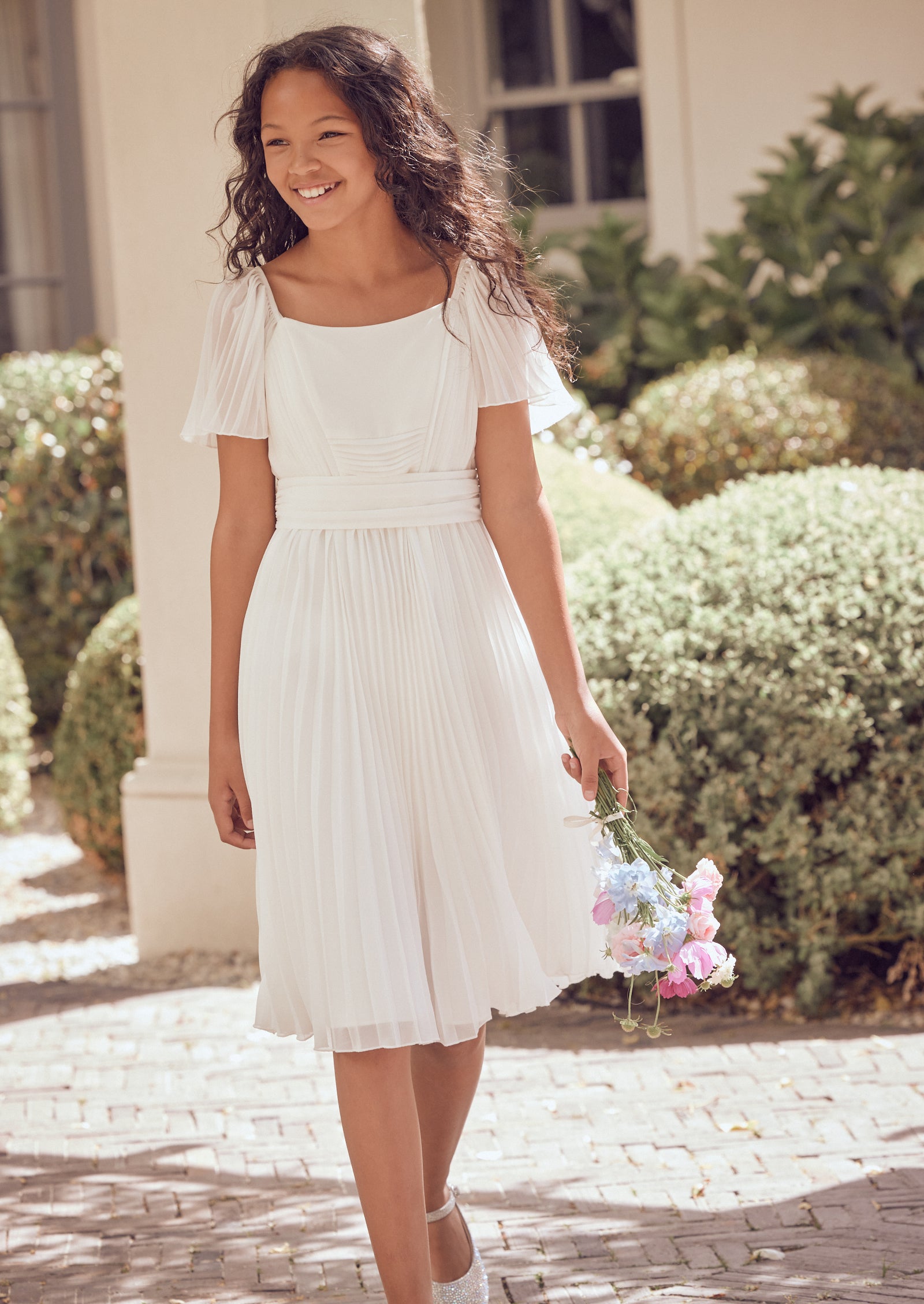 Camille Pleated Georgette Dress