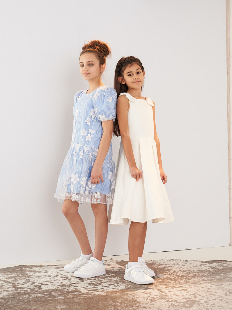 Aurelia Jacquard Bow Shoulder Dress