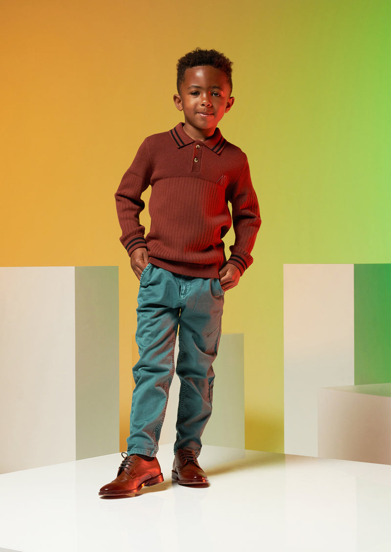 Finn Knit Rib Long Sleeve Polo