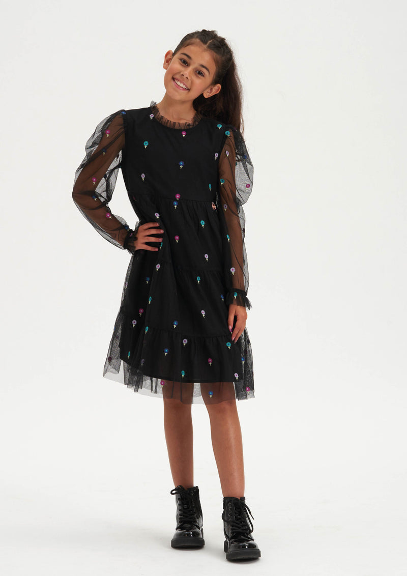 Daisy Mesh Embroidered Dress