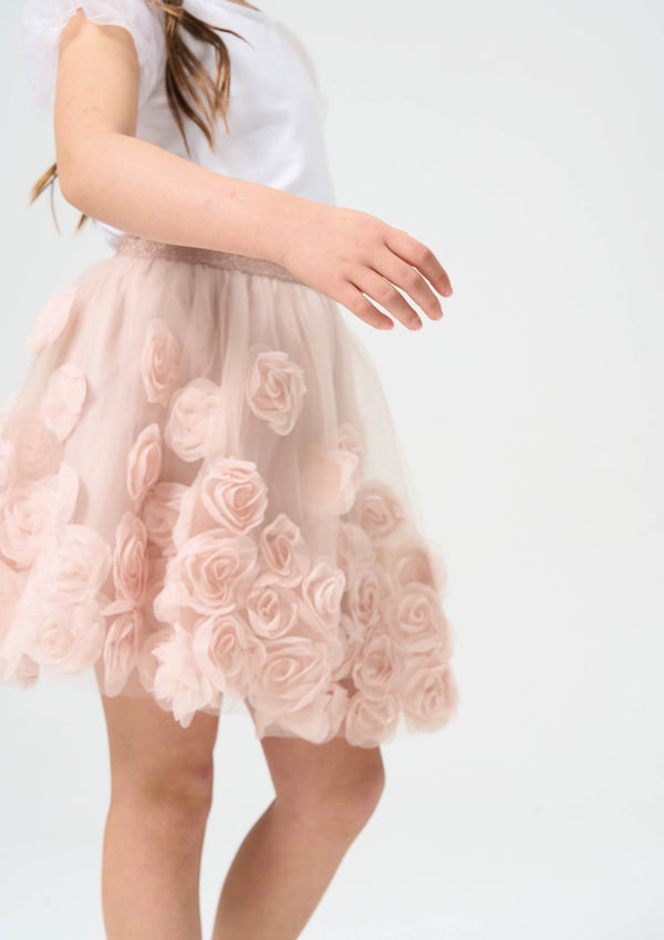 Colette Ruffle Rose Mesh Skirt