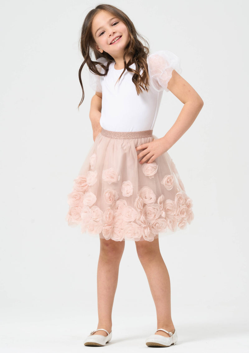 Colette Ruffle Rose Mesh Skirt