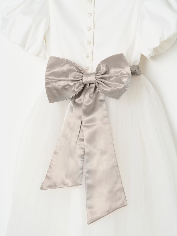 Selene Tulle Champagne Sash Dress