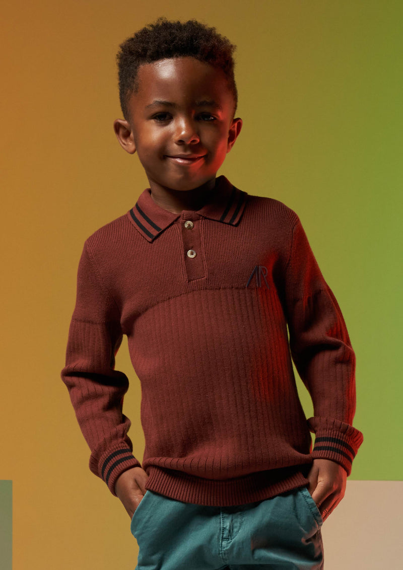 Finn Knit Rib Long Sleeve Polo
